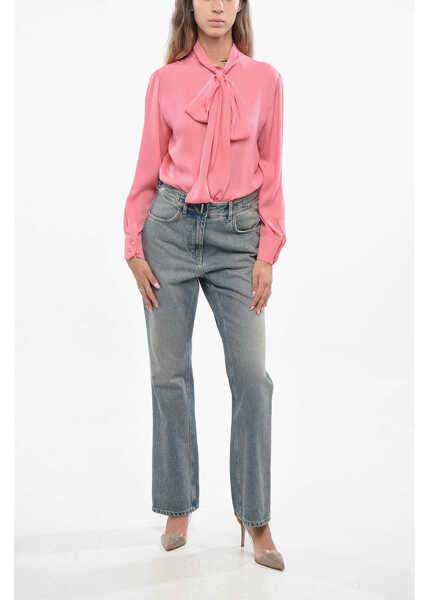 Blugi drepti Givenchy Light Washed Bootcut Denims With Chain Detail 21Cm Light Blue Femei (BM 19140821) 4