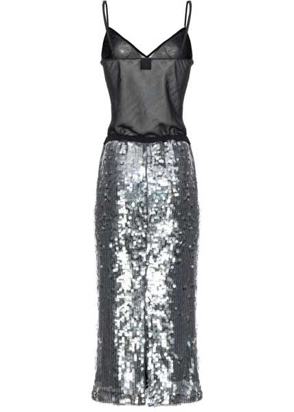 Fuste lungi Pinko Sequined Gazebo Longuette Skirt Silver Femei (BM 19140830) 2