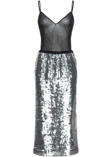 Fuste lungi Pinko Sequined Gazebo Longuette Skirt Silver Femei (BM 19140830) 1