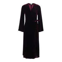 Rochii Purple V-Neck Dress With Knot Detail At The Waist In Velvet Woman Femei