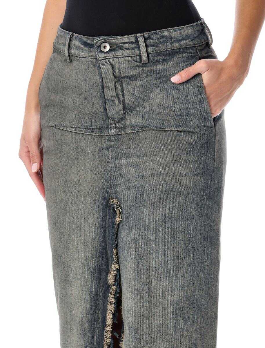 Fuste Rick Owens Rick Owens Long Denim Sliced Skirt BLUE Femei (BM 19142328) 3