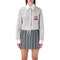 Camasi Casablanca Cropped Striped Shirt With Floral Embroidery Femei