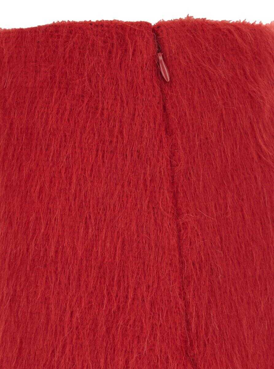 Fuste MSGM Red Miniskirt With Side Concealed Zip Closure In Wool Blend Woman RED Femei (BM 19142571) 3