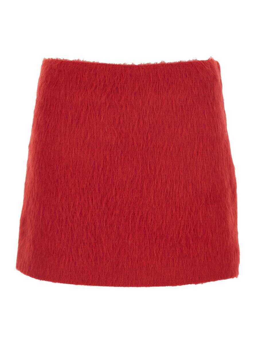 Fuste MSGM Red Miniskirt With Side Concealed Zip Closure In Wool Blend Woman RED Femei (BM 19142571) 1