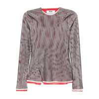 Bluze Black Crew Neck Blouse With Side Slit In Tech Fabric Woman Femei