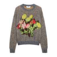 Pulovere Multicolor Crewneck Sweater With Maxi Embroidery On The Front In Wool Blend Woman Femei
