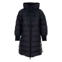 Geci de iarna 'Eriz' Black Long Down Jacket With Logo Patch On The Sleeve In Nylon Woman Femei