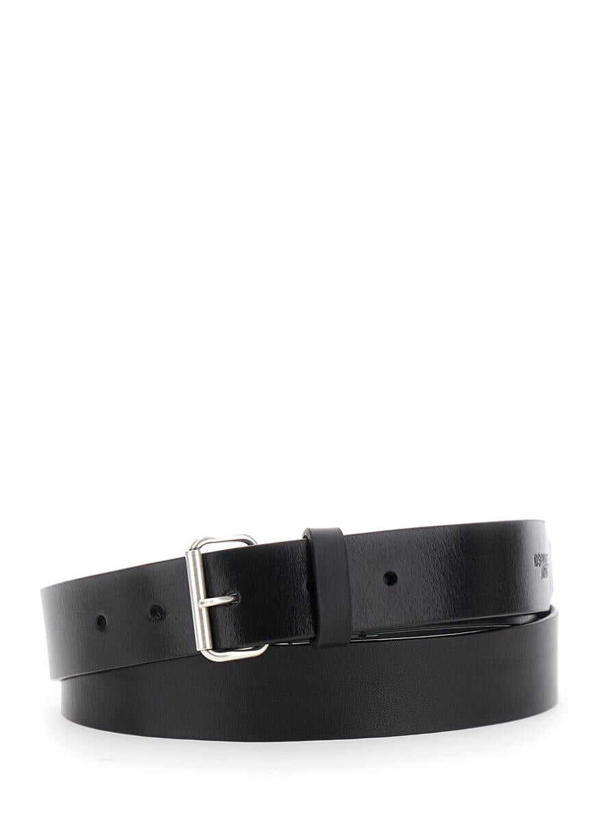 Curele DSQUARED2 D2 X Magliano Black Belt With Front Buckle Closure In Leather Man Black Barbati (BM 19143822) 1