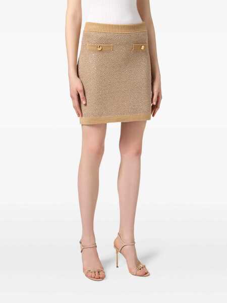 Fuste Elisabetta Franchi Elisabetta Franchi Gonna In Knit With Sequins Beige Femei (BM 19144698) 3