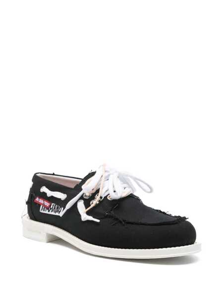 Mocasini DSQUARED2 D2 X Magliano Black Loafers With Logo Patch On The Side And Front Laces In Cotton Man Black Barbati (BM 19145547) 2