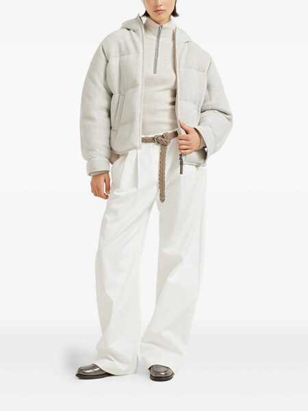 Geci Brunello Cucinelli Brunello Cucinelli Lame Wool Down Jacket SILVER Femei (BM 19145601) 2