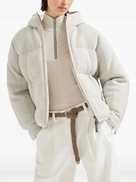 Geci Brunello Cucinelli Brunello Cucinelli Lame Wool Down Jacket SILVER Femei (BM 19145601) 4
