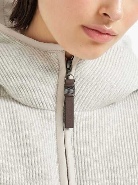 Geci Brunello Cucinelli Brunello Cucinelli Lame Wool Down Jacket SILVER Femei (BM 19145601) 5