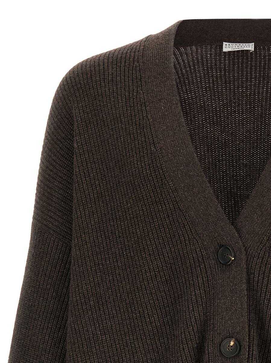Cardigane Brunello Cucinelli Brunello Cucinelli Cashmere Cardigan BROWN Femei (BM 19145610) 3