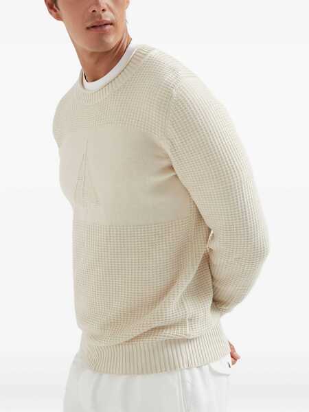 Pulovere Brunello Cucinelli Brunello Cucinelli Waffle Stitch Cotton Sweater Beige Barbati (BM 19145646) 3