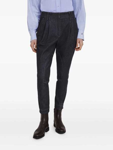 Blugi Brunello Cucinelli Blue Jeans With Contrast Stitching And Belt Loops In Denim Woman BLUE Femei (BM 19145940) 3