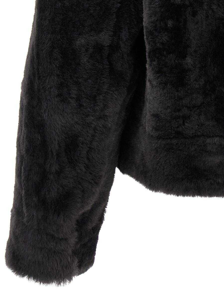 Geci Brunello Cucinelli Brunello Cucinelli Shiny Zipper Pull Shearling Jacket GRAY Femei (BM 19146021) 4