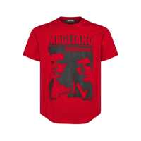 Tricouri 'D2 X Magliano' Red Crewneck T-Shirt With Maxi Print On The Front In Cotton Man Barbati