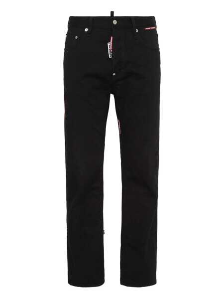 Blugi DSQUARED2 D2 X Magliano Black Jeans With Belt Loops And Logo Patch On The Rear In Denim Man Black Barbati (BM 19146411) 1