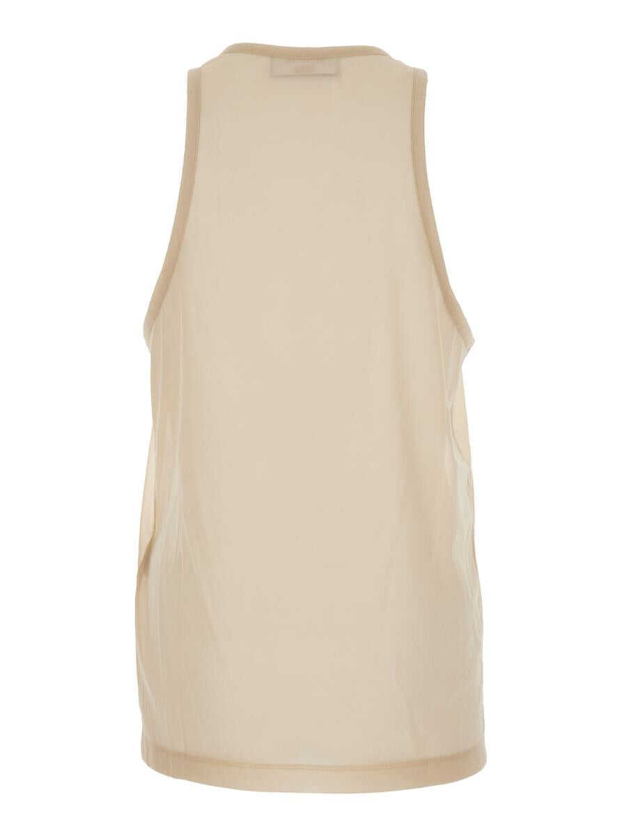 Topuri DSQUARED2 D2 X Magliano Beige Sleeveless Top With Logo Lettering On The Front In Cotton Man Beige Barbati (BM 19146417) 2
