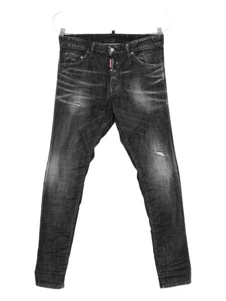 Blugi DSQUARED2 Cool Gut Black Jeans With Belt Loops And Faded Effect In Denim Man Black Barbati (BM 19146420) 1