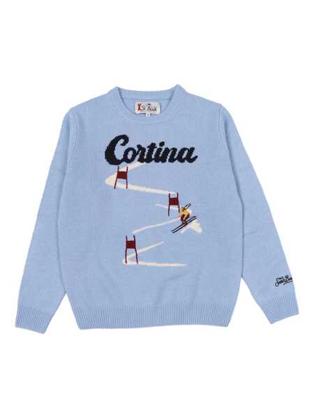 Pulovere casual Mc2 Saint Barth DOUGLAS C-CORTINA SKI RACE 31 EMB Light Blue Fete (BM 19147179) 1
