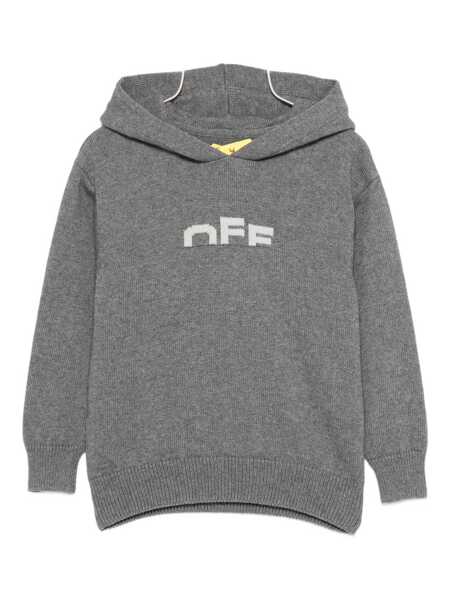 Bluze de trening Off-White TYPE LOGO KNIT HOODIE DARK GREY - LIGHT Gray Baieti (BM 19147197) 1
