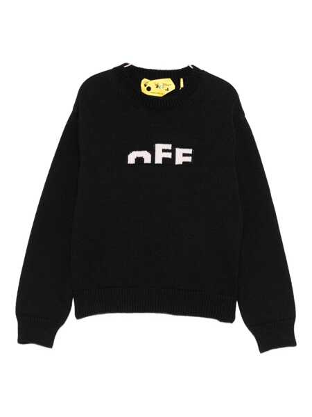 Bluze de trening Off-White TYPE LOGO KNIT CREW BLACK - SOFT PINK Black   Fete (BM 19147290) 1