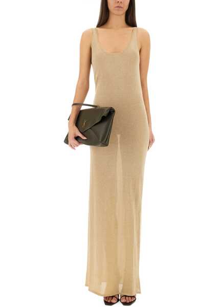 Rochii casual Saint Laurent Lurex Knit Dress GOLD Femei (BM 19147832) 2