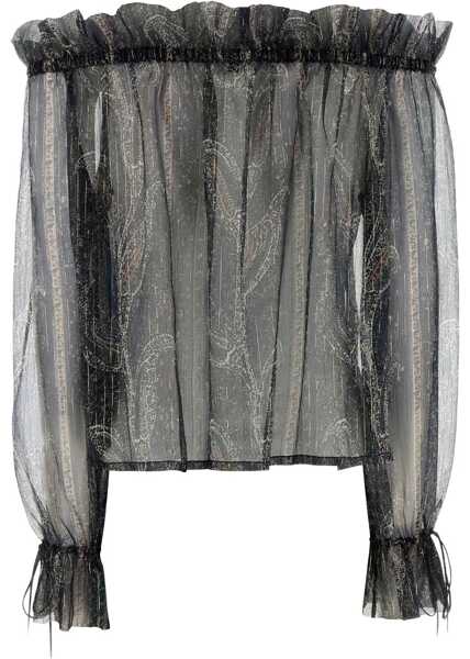 Bluze Saint Laurent Lurex Silk Creponne Top BLUE Femei (BM 19147889) 2