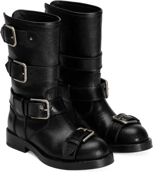 Cizme scurte Dolce & Gabbana Leather Boot With Buckles BLACK Femei (BM 19147940) 2