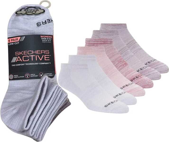 Sosete SKECHERS 6pk Womens Non Terry Low Cut Socks Pink Femei (BM 19148105) 2