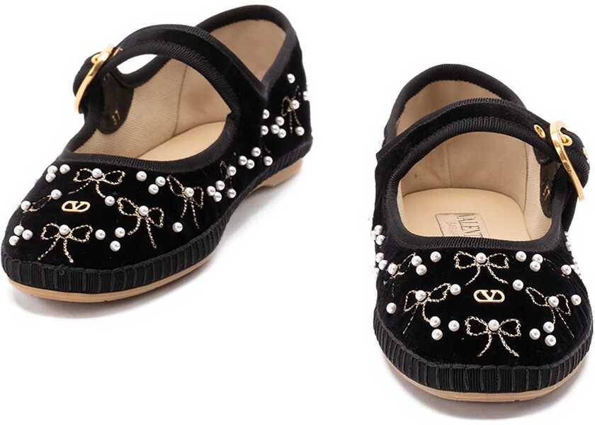 Balerini Valentino Garavani Endouce Velvet Mary-Jane Ballerina Flats BLACK Femei (BM 19148204) 2