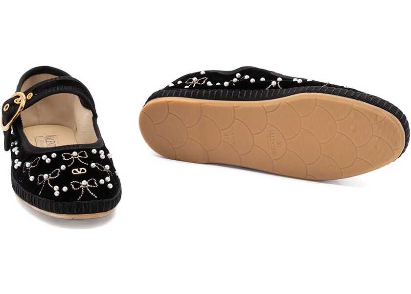 Balerini Valentino Garavani Endouce Velvet Mary-Jane Ballerina Flats BLACK Femei (BM 19148204) 4