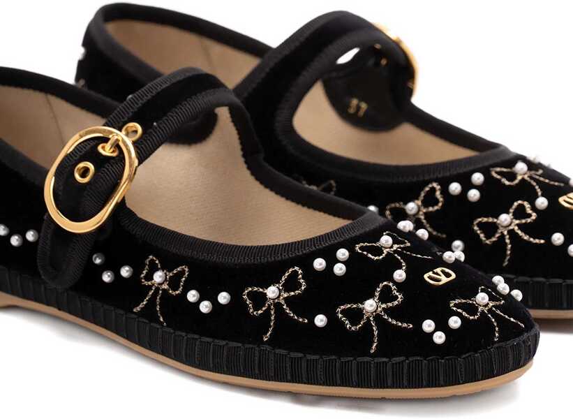 Balerini Valentino Garavani Endouce Velvet Mary-Jane Ballerina Flats BLACK Femei (BM 19148204) 5
