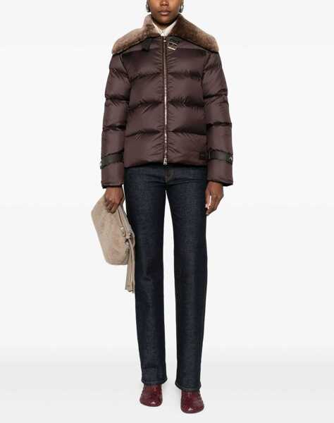Geci de iarna Fendi Down Jacket in Technical Fabric and Leather DARK BROWN-25 Femei (BM 19148339) 2