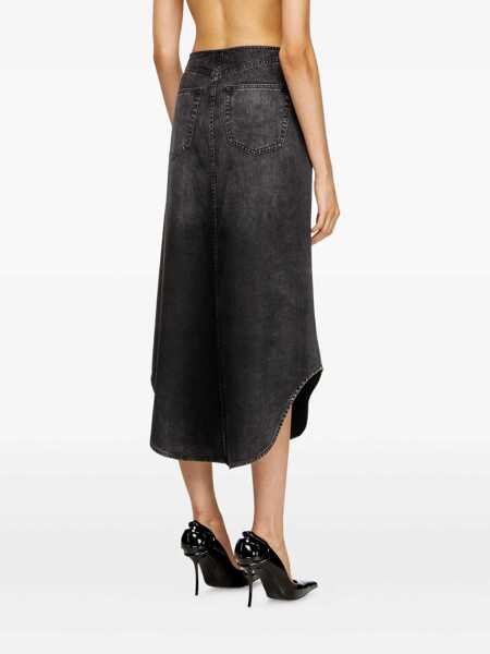 Fuste Diesel Diesel Denim Skirt With Curved Hem Black Femei (BM 19151019) 4