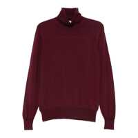 Pulovere Alpha Studio Burgundy Wool Turtleneck Sweater Barbati