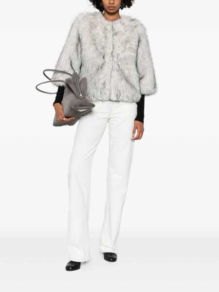 Paltoane Betta Corradi Betta Corradi Grey 3/4 Sleeve Faux Fur Coat WHITE Femei (BM 19151643) 2