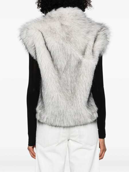 Paltoane Betta Corradi Betta Corradi Gray Faux Fur Vest WHITE Femei (BM 19151667) 4