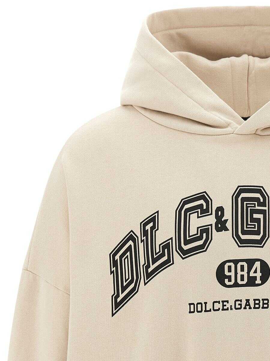 Bluze de trening Dolce & Gabbana Dolce & Gabbana Logo Print Hoodie Beige Barbati (BM 19152684) 3