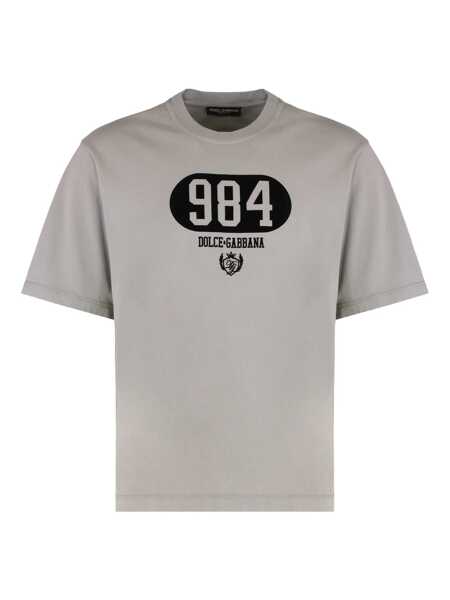 Tricouri Dolce & Gabbana Dolce & Gabbana Flocked Print T-Shirt GRAY Barbati (BM 19152690) 1