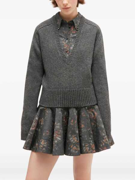 Pulovere Ganni Ganni Grey Wool V-Neck Sweater GREY Femei (BM 19153182) 3