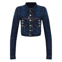 Geci DSQUARED2 Dsquared2 Blue Denim Crop Jacket With Zip And Buttons Femei
