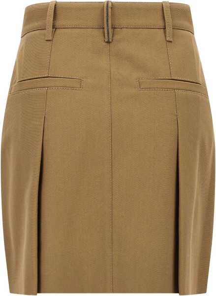 Fuste Brunello Cucinelli Pleated cotton short Skirt CAMMELLO Femei (BM 19155515) 2