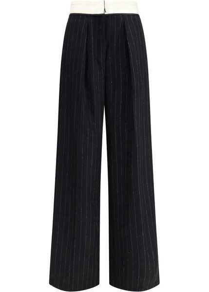 Pantaloni casual forteforte Sartorial high-waisted pinstripe wool-blend Trousers NOIR Femei (BM 19155572) 1