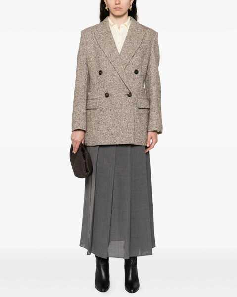 Jachete Brunello Cucinelli Virgin Wool and Silk mlange Jacket OCRA/PANAMA/NERO Femei (BM 19155599) 2