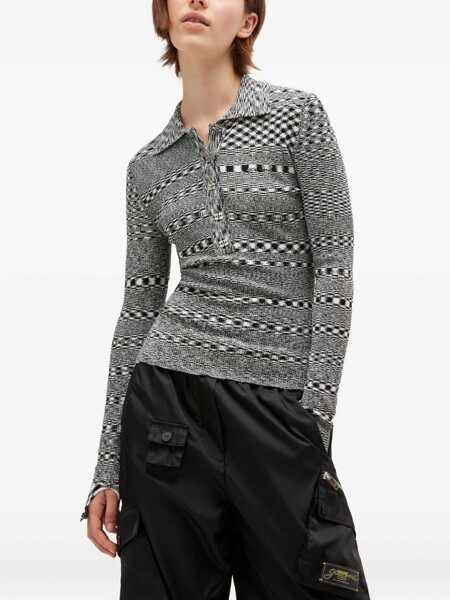 Tricouri Polo Ganni Space-dye Polo BLACK Femei (BM 19155605) 3