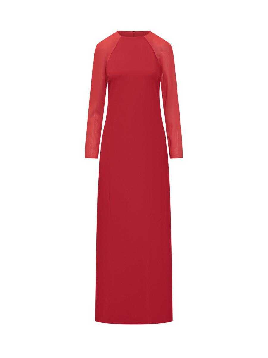Rochii Alberta Ferretti Alberta Ferretti Alberta Ferretti Red Dress With Sheer Sleeves RED Femei (BM 19155807) 1