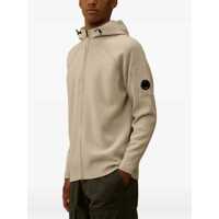 Cardigane C.P. Company pentru Barbati - Cardigane C.P. Company Grey Cardigan With Drawstring Hood And Logo Plaque On The Sleeve In Wool Blend Man GREY Barbati (BM 19156500) - B-mall.ro